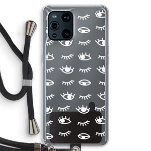 CaseCompany Eye pattern #3: Oppo Find X3 Transparant Hoesje met koord