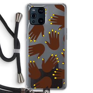 CaseCompany Hands dark: Oppo Find X3 Transparant Hoesje met koord