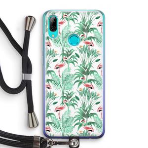 CaseCompany Flamingo bladeren: Huawei P Smart (2019) Transparant Hoesje met koord