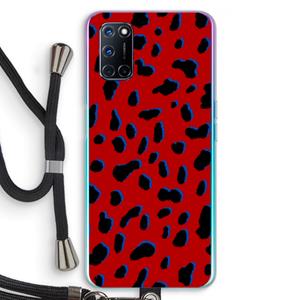 CaseCompany Red Leopard: Oppo A92 Transparant Hoesje met koord