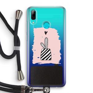 CaseCompany Zwart-wit cactus: Huawei P Smart (2019) Transparant Hoesje met koord