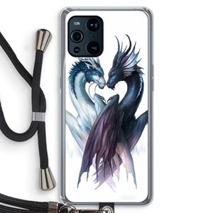 CaseCompany Yin Yang Dragons: Oppo Find X3 Transparant Hoesje met koord