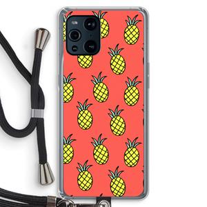 CaseCompany Ananas: Oppo Find X3 Transparant Hoesje met koord