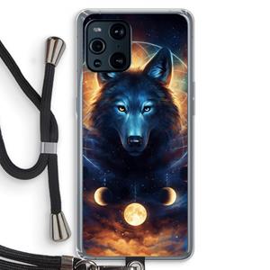 CaseCompany Wolf Dreamcatcher: Oppo Find X3 Transparant Hoesje met koord