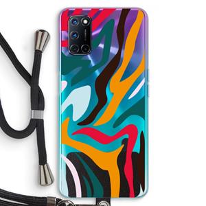 CaseCompany Colored Zebra: Oppo A92 Transparant Hoesje met koord
