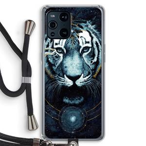 CaseCompany Darkness Tiger: Oppo Find X3 Transparant Hoesje met koord
