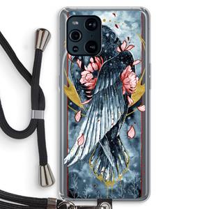 CaseCompany Golden Raven: Oppo Find X3 Transparant Hoesje met koord