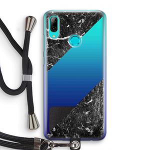 CaseCompany Zwart marmer: Huawei P Smart (2019) Transparant Hoesje met koord