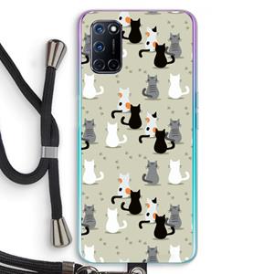 CaseCompany Katten: Oppo A92 Transparant Hoesje met koord