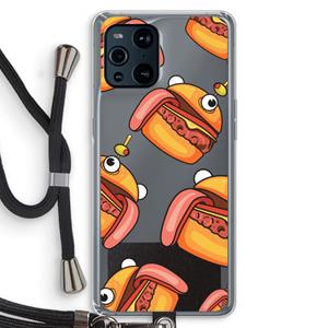 CaseCompany Hamburger: Oppo Find X3 Transparant Hoesje met koord