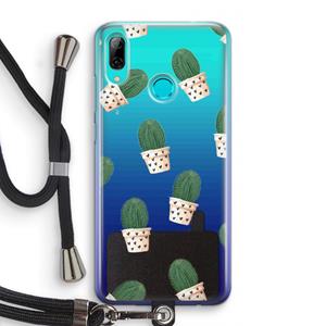 CaseCompany Cactusprint roze: Huawei P Smart (2019) Transparant Hoesje met koord