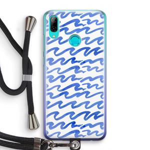 CaseCompany Blauwe golven: Huawei P Smart (2019) Transparant Hoesje met koord