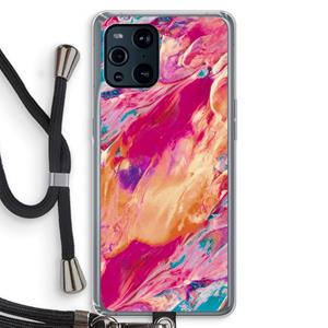 CaseCompany Pastel Echoes: Oppo Find X3 Transparant Hoesje met koord