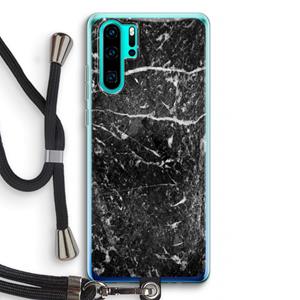 CaseCompany Zwart marmer: Huawei P30 Pro Transparant Hoesje met koord