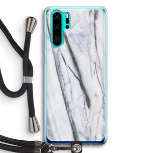 CaseCompany Gestreepte marmer: Huawei P30 Pro Transparant Hoesje met koord