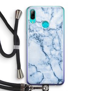 CaseCompany Blauw marmer: Huawei P Smart (2019) Transparant Hoesje met koord