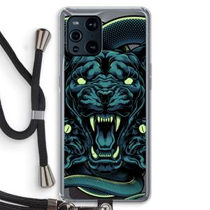 CaseCompany Cougar and Vipers: Oppo Find X3 Transparant Hoesje met koord