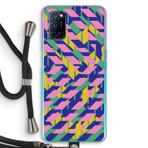 CaseCompany Skew Blush 1: Oppo A92 Transparant Hoesje met koord