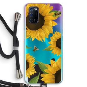CaseCompany Sunflower and bees: Oppo A92 Transparant Hoesje met koord