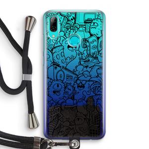 CaseCompany Vexx Black City : Huawei P Smart (2019) Transparant Hoesje met koord