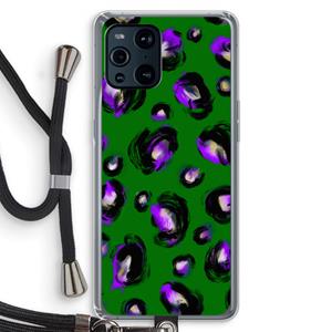 CaseCompany Green Cheetah: Oppo Find X3 Transparant Hoesje met koord