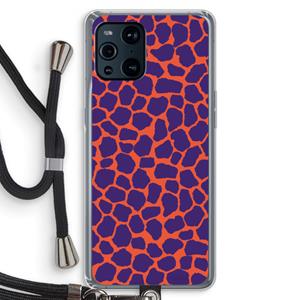 CaseCompany Purple Giraffe: Oppo Find X3 Transparant Hoesje met koord
