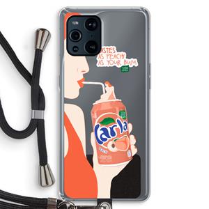 CaseCompany Peach please!: Oppo Find X3 Transparant Hoesje met koord