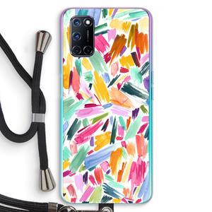 CaseCompany Watercolor Brushstrokes: Oppo A92 Transparant Hoesje met koord