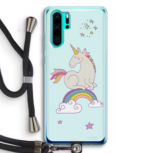 CaseCompany Regenboog eenhoorn: Huawei P30 Pro Transparant Hoesje met koord
