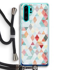 CaseCompany Gekleurde driehoekjes pastel: Huawei P30 Pro Transparant Hoesje met koord