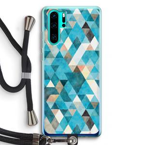 CaseCompany Gekleurde driehoekjes blauw: Huawei P30 Pro Transparant Hoesje met koord