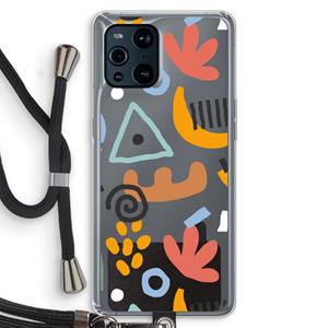CaseCompany Abstract: Oppo Find X3 Transparant Hoesje met koord