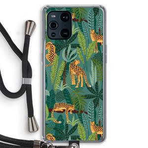CaseCompany Luipaard 2: Oppo Find X3 Transparant Hoesje met koord