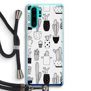CaseCompany Cactusmotief: Huawei P30 Pro Transparant Hoesje met koord