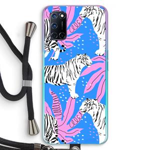 CaseCompany Tijger: Oppo A92 Transparant Hoesje met koord