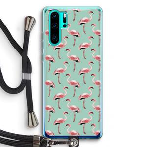 CaseCompany Flamingoprint groen: Huawei P30 Pro Transparant Hoesje met koord