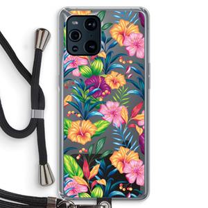 CaseCompany Tropisch 2: Oppo Find X3 Transparant Hoesje met koord