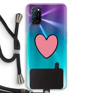 CaseCompany Hartje: Oppo A92 Transparant Hoesje met koord