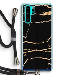 CaseCompany Gouden marmer: Huawei P30 Pro Transparant Hoesje met koord