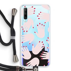 CaseCompany Hands pink: Huawei P Smart Pro Transparant Hoesje met koord