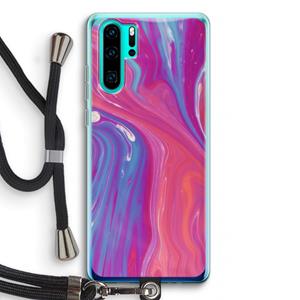 CaseCompany Paarse stroom: Huawei P30 Pro Transparant Hoesje met koord