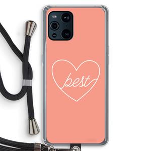 CaseCompany Best heart: Oppo Find X3 Transparant Hoesje met koord