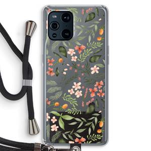 CaseCompany Sweet little flowers: Oppo Find X3 Transparant Hoesje met koord