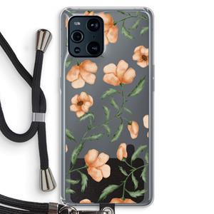 CaseCompany Peachy flowers: Oppo Find X3 Transparant Hoesje met koord