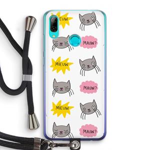 CaseCompany Meow: Huawei P Smart (2019) Transparant Hoesje met koord