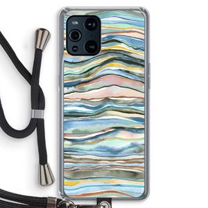 CaseCompany Watercolor Agate: Oppo Find X3 Transparant Hoesje met koord