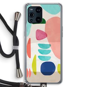 CaseCompany Bold Rounded Shapes: Oppo Find X3 Transparant Hoesje met koord