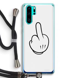 CaseCompany Middle finger white: Huawei P30 Pro Transparant Hoesje met koord