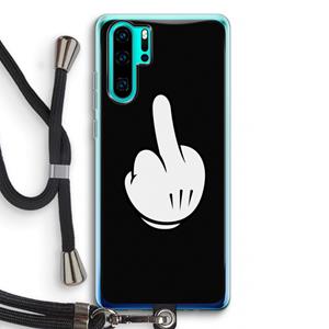 CaseCompany Middle finger black: Huawei P30 Pro Transparant Hoesje met koord