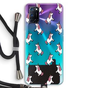 CaseCompany Eenhoorns overal: Oppo A92 Transparant Hoesje met koord